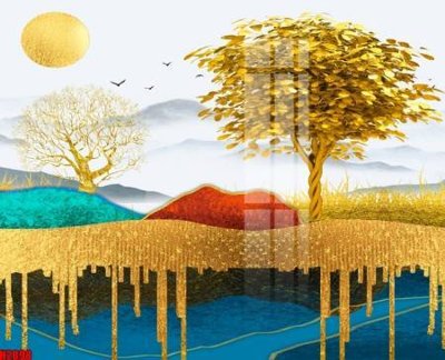 File in mica File tranh decor tranh bộ treo tường tổng hợp H2098 (bản gốc) làm vách ngăn