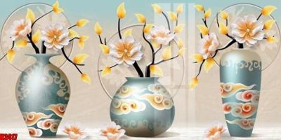 Download file gốc File tranh decor tranh bộ treo tường tổng hợp H2417 (in lụa) hoa lá