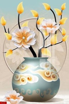 File gốc File tranh decor tranh bộ treo tường tổng hợp H2418 (in lụa) tranh phong thủy