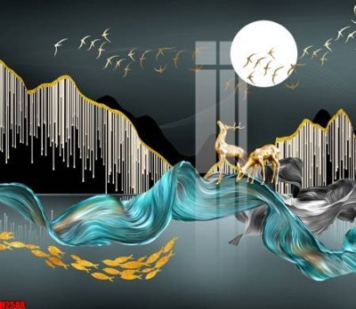 File in trần File tranh decor tranh bộ treo tường tổng hợp H2588 (file gốc) hoa văn 3D