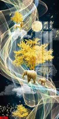 File gốc File tranh decor tranh bộ treo tường tổng hợp H2700 (in lụa) họa tiết 3D