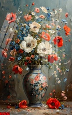 Download file gốc File tranh gốc in tranh tường nền tổng hợp H29283 (in lụa) hoa lá