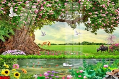 Ảnh gốc File tranh gốc in tranh tường nền tổng hợp H33027 (siêu chi tiết) để in ấn