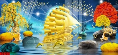 File gốc File tranh gốc in tranh tường nền tổng hợp H34260 (in lụa) họa tiết 3D