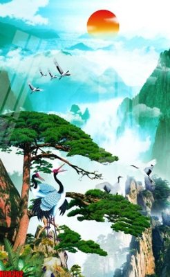 File gốc File tranh gốc in tranh tường nền tổng hợp H38262 (in lụa) tranh mã đáo