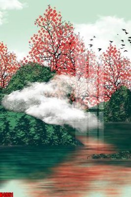 Download file gốc File tranh decor tranh bộ treo tường tổng hợp H4951 (in lụa) tranh 3D