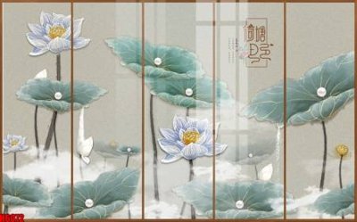 File gốc file tranh nền tường thủy mặc tổng hợp H6072 (in lụa) chi tiết cao