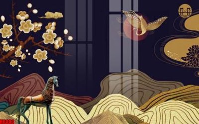 File tranh PSD file tranh nền tường thủy mặc tổng hợp H6083 chất lượng cao