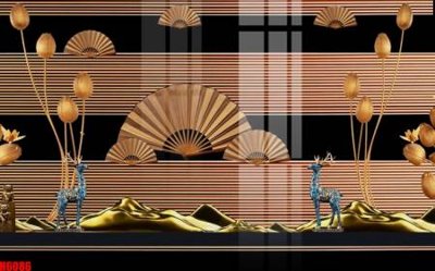 File PSD file tranh nền tường thủy mặc tổng hợp H6086 (gốc) nhiều lớp (multi-layer)