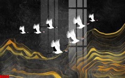 File tranh file tranh nền tường thủy mặc tổng hợp H6094 (bản gốc) in lụa 3D