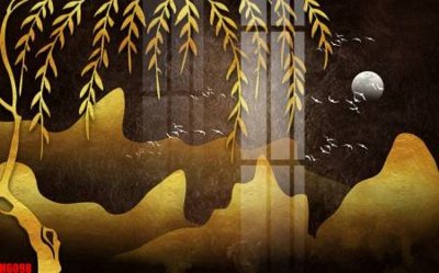 Hình ảnh file gốc file tranh nền tường thủy mặc tổng hợp H6098 (chất lượng cao)