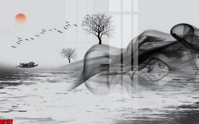 Tệp tin gốc file tranh nền tường thủy mặc tổng hợp H6107 (dùng cho in ấn) chuyên nghiệp