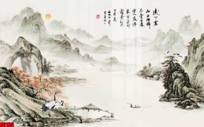 Tải file file tranh nền tường thủy mặc tổng hợp H6136 (PSD) cho in ấn quảng cáo