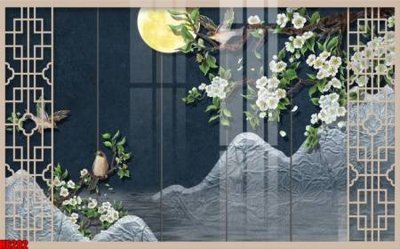 File in mica file tranh nền tường thủy mặc tổng hợp H6202 (bản gốc) làm vách ngăn