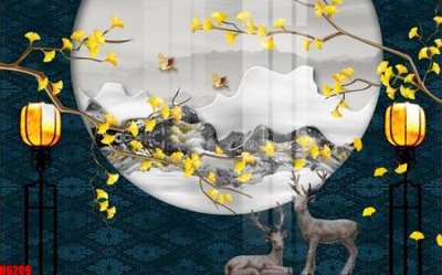 File tranh file tranh nền tường thủy mặc tổng hợp H6209 (gốc) in trên kính