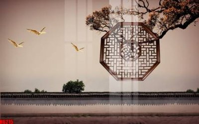 Tải file file tranh nền tường thủy mặc tổng hợp H6215 (gốc) làm tranh treo tường