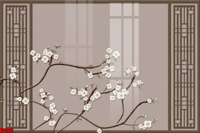 File in lụa file tranh nền tường thủy mặc tổng hợp H6216 (hoa văn) file tranh nền tường thủy mặc tổng hợp H6216