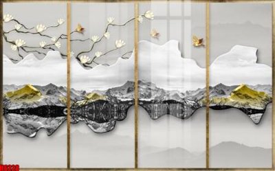 File gốc file tranh nền tường thủy mặc tổng hợp H6228 (PNG) chất lượng cao