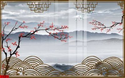 Tải file gốc file tranh nền tường thủy mặc tổng hợp H6239 (bản PSD) còn layer