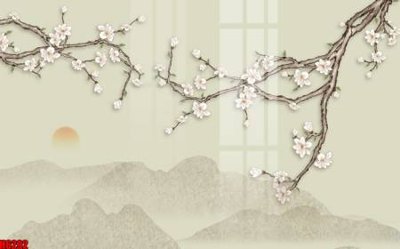 File gốc file tranh nền tường thủy mặc tổng hợp H6292 (in 3D) nghệ thuật