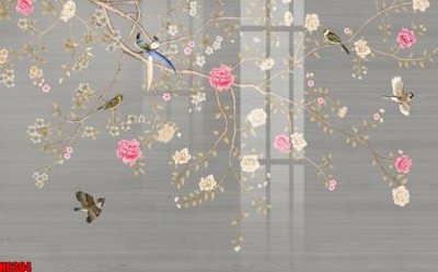 Download file gốc file tranh nền tường thủy mặc tổng hợp H6304 (in lụa) nghệ thuật