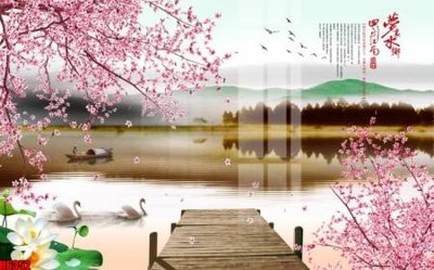 File tranh gốc in trần nhà file tranh nền tường thủy mặc tổng hợp H6352 3D