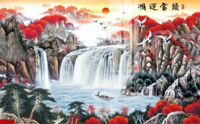 Ảnh gốc file tranh nền tường thủy mặc tổng hợp H6395 (độ nét cao) in mica