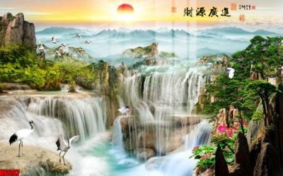 File tranh file tranh nền tường thủy mặc tổng hợp H6397 (bản gốc) in lụa 3D