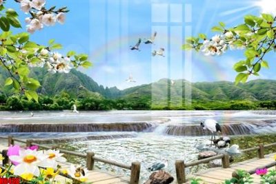 File gốc file tranh nền tường thủy mặc tổng hợp H6438 cho in ấn và thiết kế