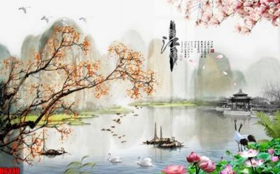 File tranh file tranh nền tường thủy mặc tổng hợp H6440 (bản gốc) in lụa 5D