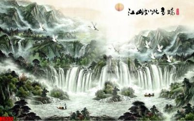 File tranh in mica file tranh nền tường thủy mặc tổng hợp H6551 (độ phân giải cao)