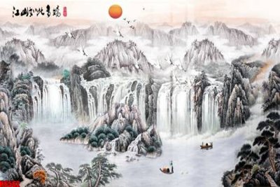 Tải xuống file tranh gốc file tranh nền tường thủy mặc tổng hợp H6562 (PSD/TIFF)