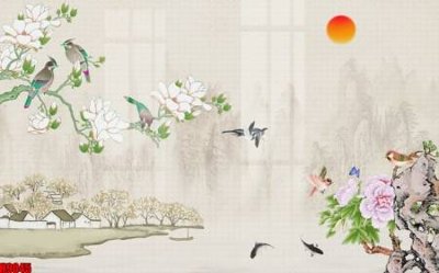 File gốc File tranh gốc tổng hợp tranh nền tường đẹp H9045 (in tráng gương) sang trọng