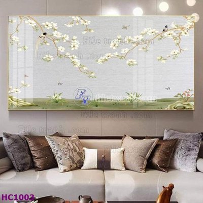 Download file File tranh hoa và chim tối giản trung quốc HC1003 (gốc) in mica đèn LED