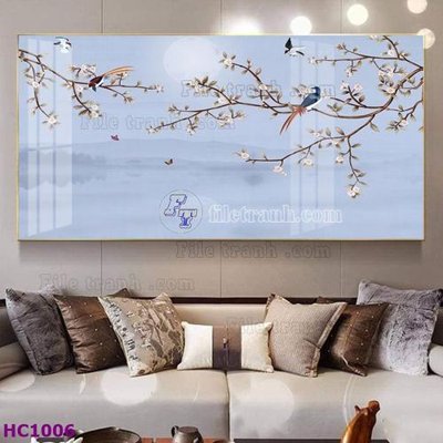 Chi tiết file tranh tráng gương File tranh hoa và chim tối giản trung quốc HC1006 (ảnh gốc)