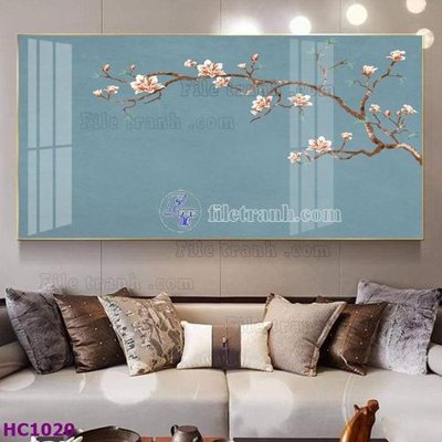 File tranh File tranh hoa và chim tối giản trung quốc HC1020 (gốc) phong cách tối giản