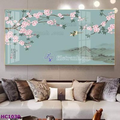 File ảnh File tranh hoa và chim tối giản trung quốc HC1030 (gốc) trang trí khách sạn
