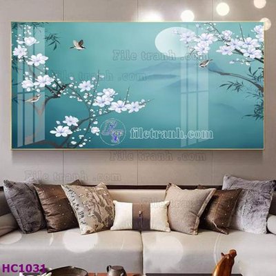 Download file gốc File tranh hoa và chim tối giản trung quốc HC1031 (in mica) logo