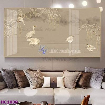 File gốc File tranh hoa và chim tối giản trung quốc HC1039 (in lụa) hoa văn cổ điển