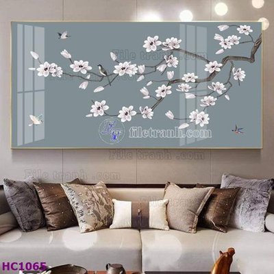 File gốc File tranh hoa và chim tối giản trung quốc HC1065 (chủ đề hiện đại) trang trí