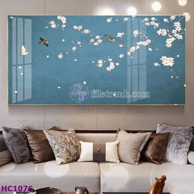 File gốc File tranh hoa và chim tối giản trung quốc HC1076 (bản quyền) cho in ấn