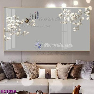 File tranh trang trí File tranh hoa và chim tối giản trung quốc HC1094 (file gốc)