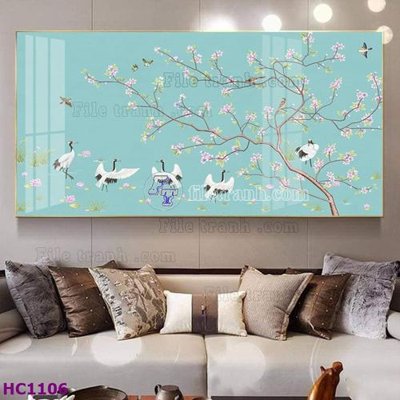 File tranh File tranh hoa và chim tối giản trung quốc HC1106 (file gốc) chủ đề phong thủy