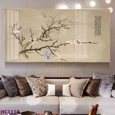 File ảnh File tranh hoa và chim tối giản trung quốc HC1110 (gốc) dùng in Pano