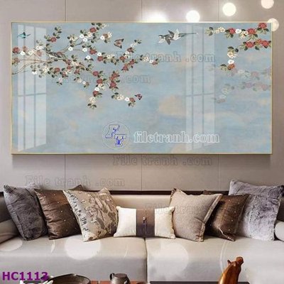 Download file File tranh hoa và chim tối giản trung quốc HC1113 (gốc) in mica bàn thờ