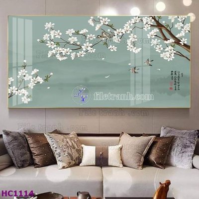Tải file File tranh hoa và chim tối giản trung quốc HC1114 (gốc) làm tranh trang trí
