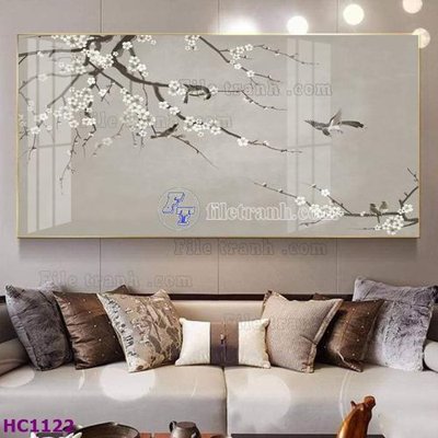 File tranh File tranh hoa và chim tối giản trung quốc HC1122 (bản gốc) treo tường