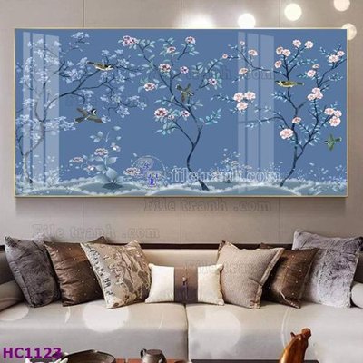 File tranh File tranh hoa và chim tối giản trung quốc HC1123 (bản gốc) in canvas