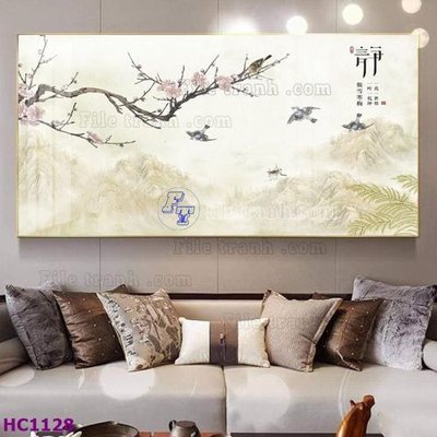 File gốc File tranh hoa và chim tối giản trung quốc HC1128 (trang trí) phòng trẻ em