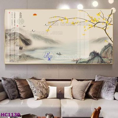 Download file gốc File tranh hoa và chim tối giản trung quốc HC1130 (in mica) 3D